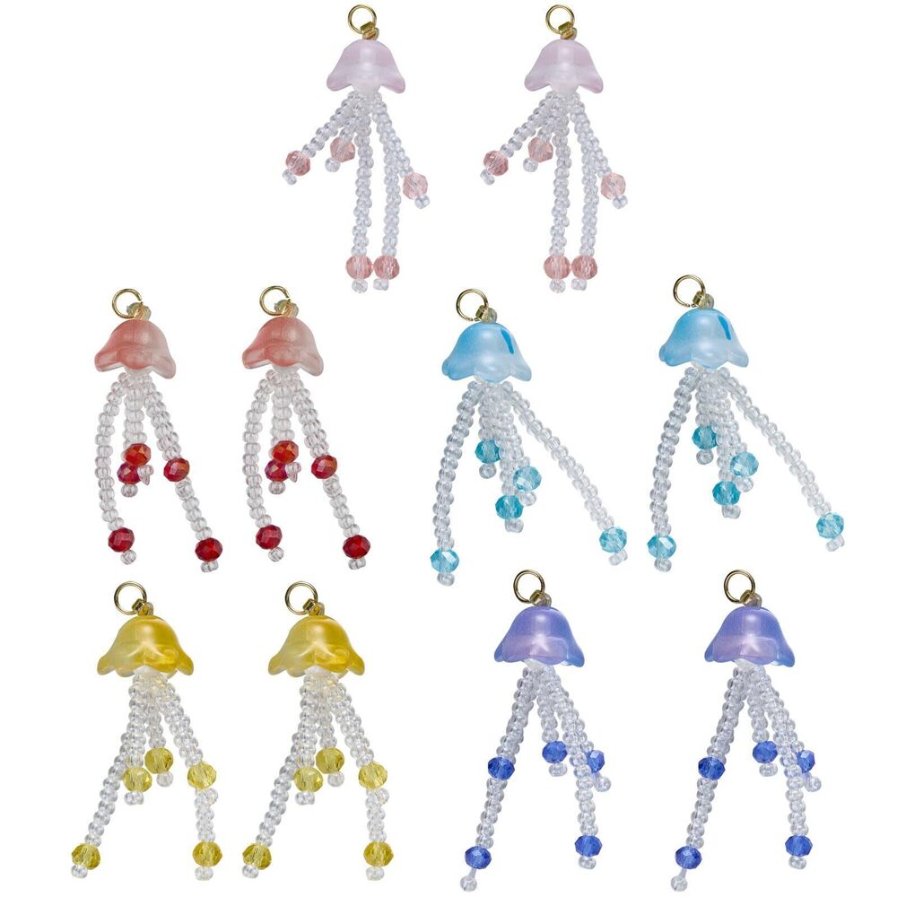 9741 10Pcs 5 color Jellyfish Charms for Jewelry Making Cute Ocean Animal